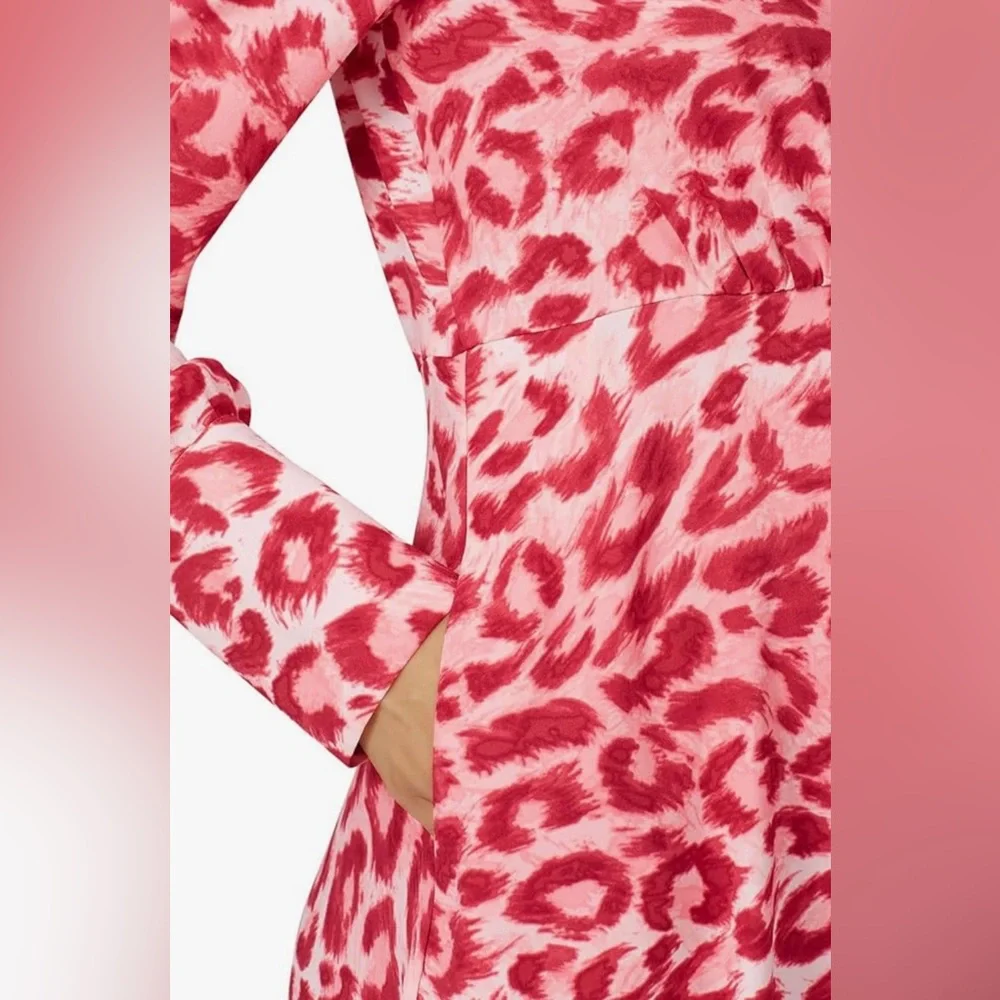 Kate Spade Long Sleeve Panthera Animal Print Button Front Shirtdress in Pinkish